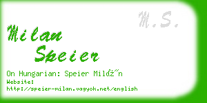 milan speier business card